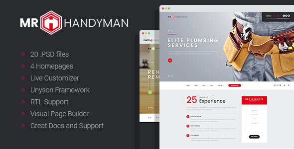 Handyman - House Repair & Renovation WordPress Theme listing image