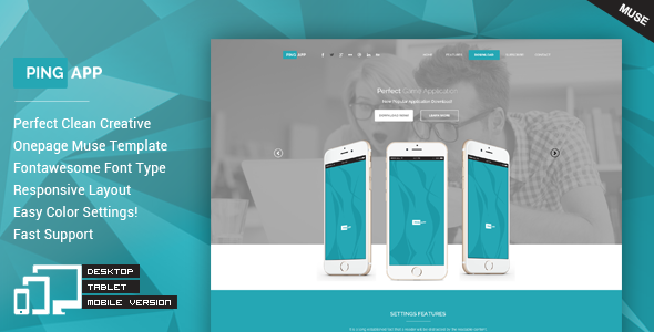 PingApp - One Page Parallax Muse Theme