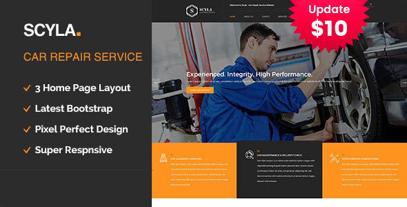 Product preview supplied for Scyla - Auto Mechanic & Car Repair Template