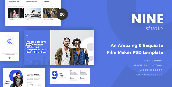 Nine Studio - An Amazing & Exquisite Film Maker PSD Template