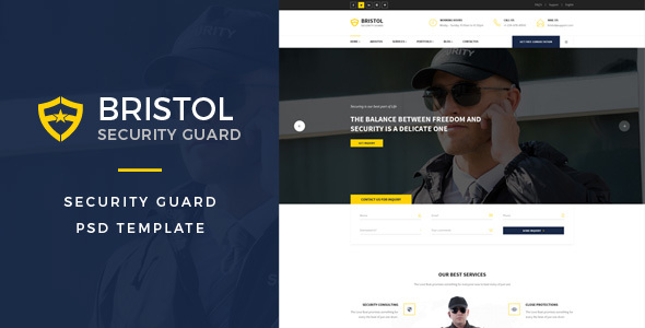 Bristol : Security Guard PSD Template product preview