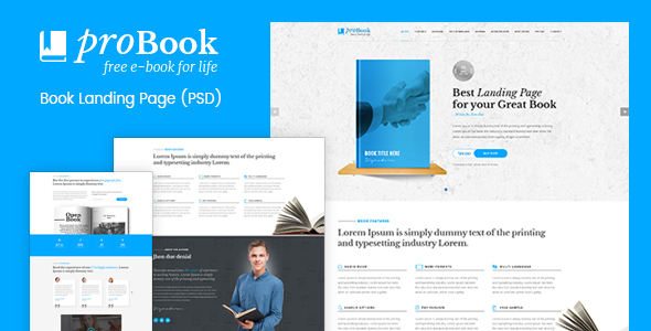 ProBook - Book Landing Page PSD listing image