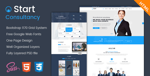 Start - Onepage Consultancy HTML Template product preview