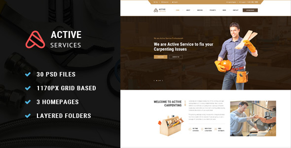 Preview image for Active Service PSD Template