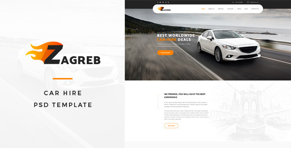 Zagreb : Car Hire PSD Template listing image
