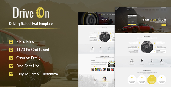 DriveOn - Driving School PSD Template