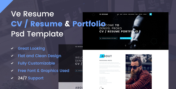 Ve Resume Portfolio PSD Template