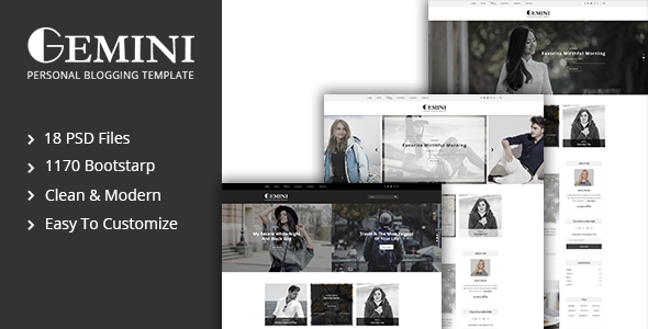 Gemini Personal Blogging PSD Template