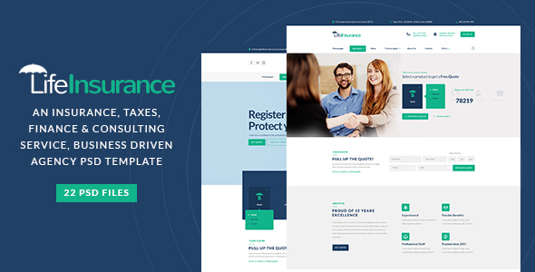 LifeInsurance - An Insurance, taxes, Finance & Consulting Service PSD Template