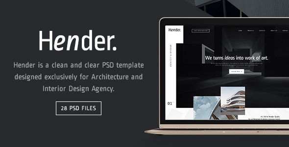 Product preview supplied for Hender - Architecture and Interior Design Agency PSD Template