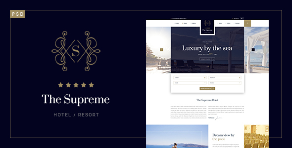 Product preview supplied for The Supreme - Luxury Hotel | Resort PSD Template