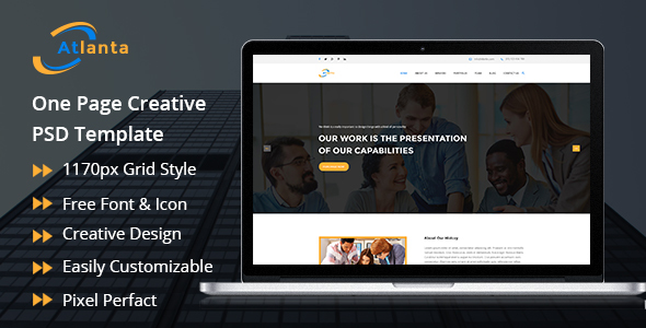Atlanta One Page Creative PSD Template