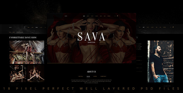 Sava — Dance school or club PSD Template