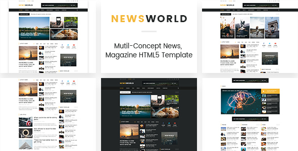 Product preview supplied for Newsworld | Mutil-Concept Magazine HTML5 Template