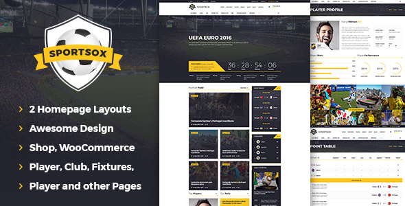 Sportsox | Sport Team Clubs PSD Template