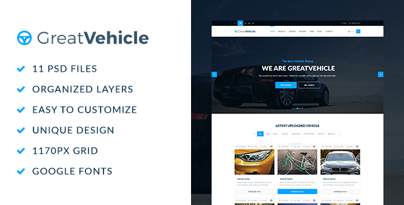 GreatVehicle PSD Template product preview