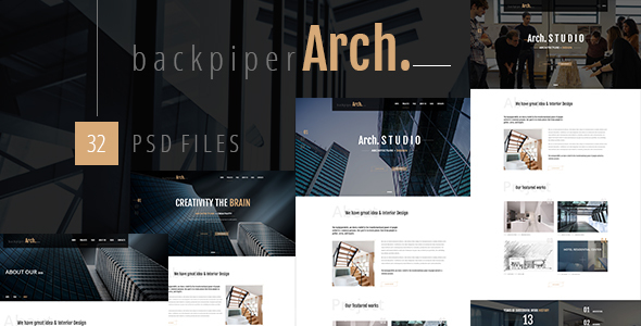 Product preview supplied for backpiperArch - Architecture,Interior, Portfolio PSD Template