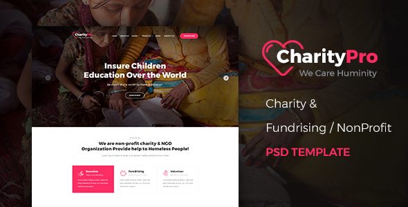 CharityPro - Charity & Fundraising PSD Template product preview