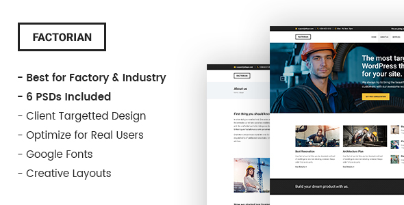 Factorian – Industry and Factory PSD Template