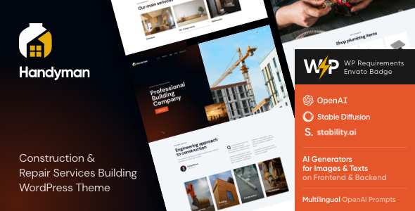 Preview image for Handyman | Fixing and Repair Services Building WordPress Theme