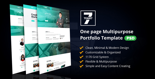 TEAM7 - One page Multipurpose Portfolio PSD