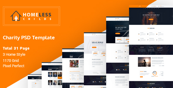 Homeless Childs - Charity Psd Template