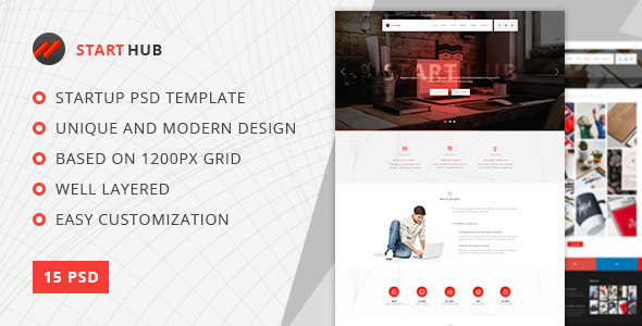 StartHub — Clean Multipurpose Business/Corporate/Blog PSD Template listing image