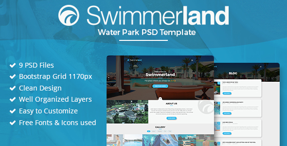Swimmerland - Water Park PSD Template product preview