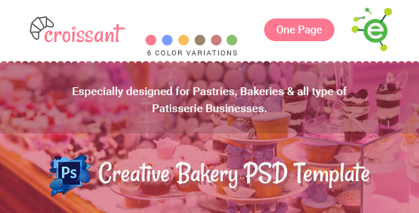Croissant - Creative Bakery and Pastry Business One Page PSD Template