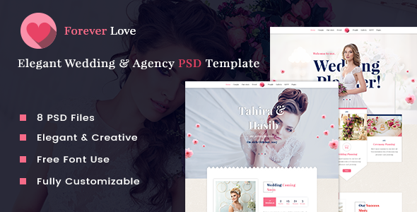 Forever Love | Elegant Wedding & Agency PSD Template