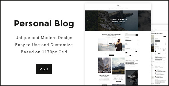 Preview image for Personal Blog - Modern Minimal Personal Blog PSD