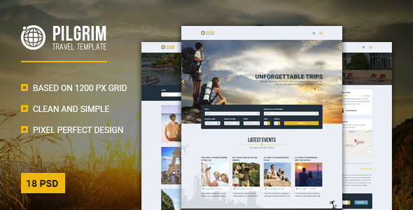 Pilgrim — Travel Agency PSD Template