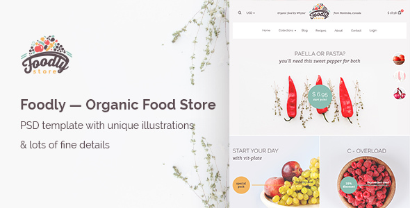 Foodly — Organic Food Store PSD Template product preview