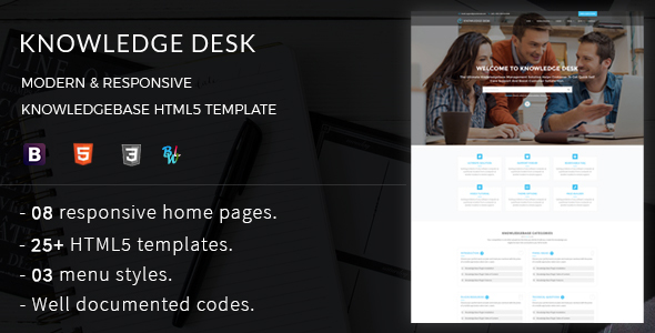 Knowledge Desk - Responsive Knowledgebase HTML5 Template listing image