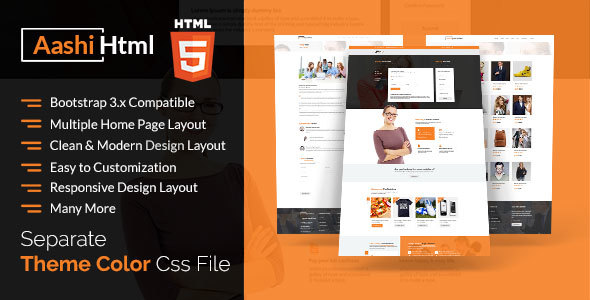 Aashi Multipurpose Responsive HTML Template