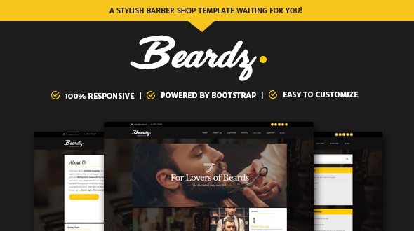 Preview image for Beardz: Barbershop, Barbers & Hair Salon Interactive Template