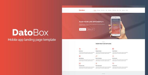 DatoBox || Mobile App Landing Page Template