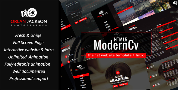 HTML5 Modern Cv product preview
