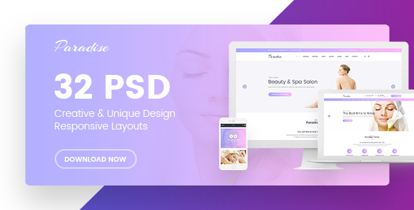 Preview image for Paradise | Multipurpose Beauty & Spa, HairCut, Nail, Tattoo Psd Templates