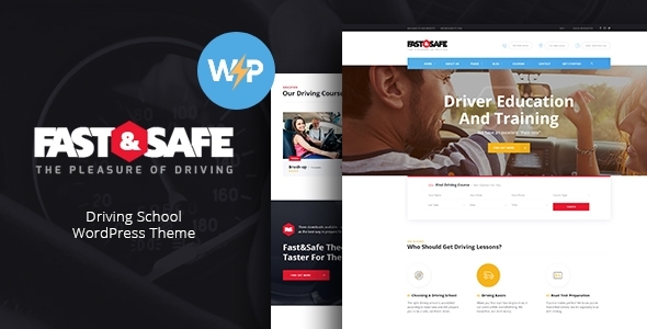 Fast & Safe | Driving School WordPress Theme product preview