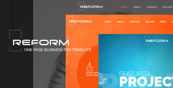 REFORM - Ultimate One Page Business PSD Template
