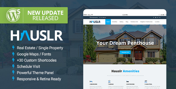 Product preview supplied for Hauslr - Single Property WordPress Theme