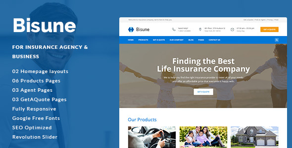 Product preview supplied for Bisune - Insurance Agency & Business HTML5 Template
