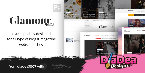 Glamour News - Magazine PSD Template product preview