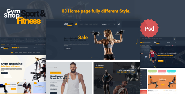 Product preview supplied for Gym_Shop eCommerce PSD Template