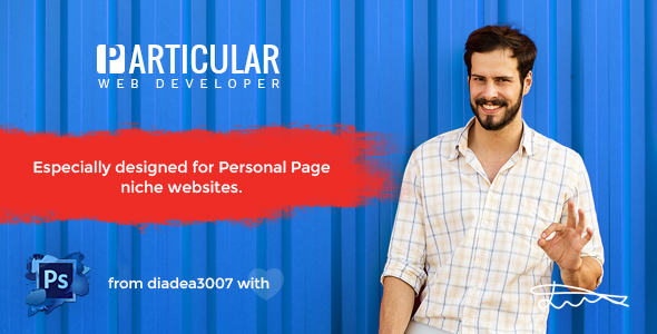 Particular - Personal Page & vCard PSD Template