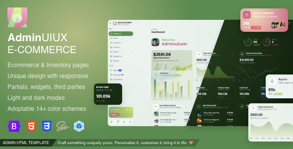 eCommUIUX Ecommerce & Inventory AI Admin Dashboard Bootstrap 5 HTML Temaplate listing image
