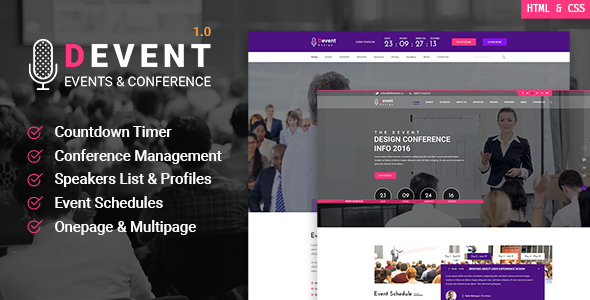 Product preview supplied for D Event - Conference Site Template with Onepage & Multipage Feature