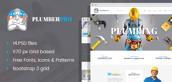 PlumberPro - Handyman Service PSD Template