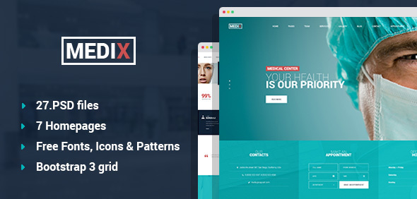 Medix - Medical Clinic PSD Template product preview
